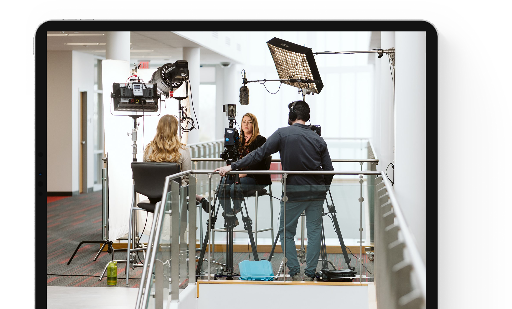 ipad-1 a interview film set up framed on a tablet